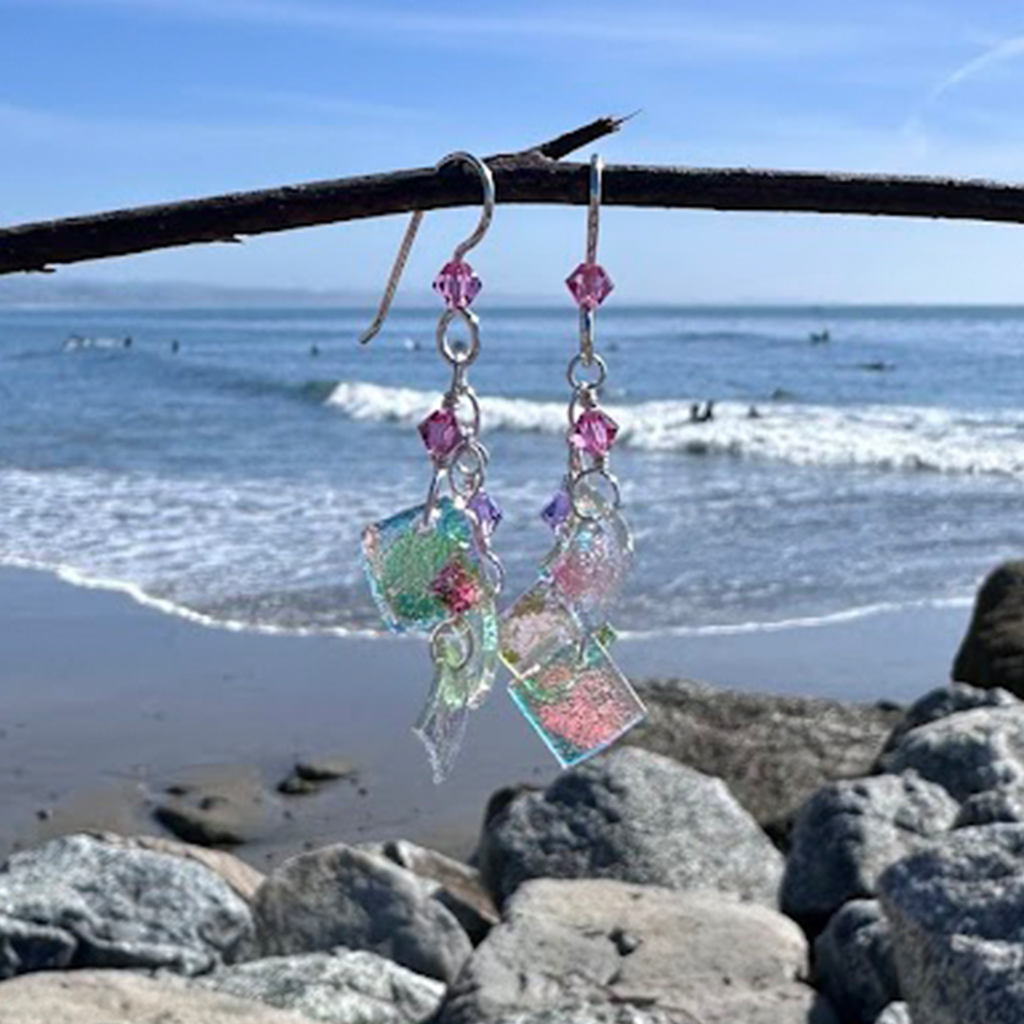Sterling silver coral 3 piece earring