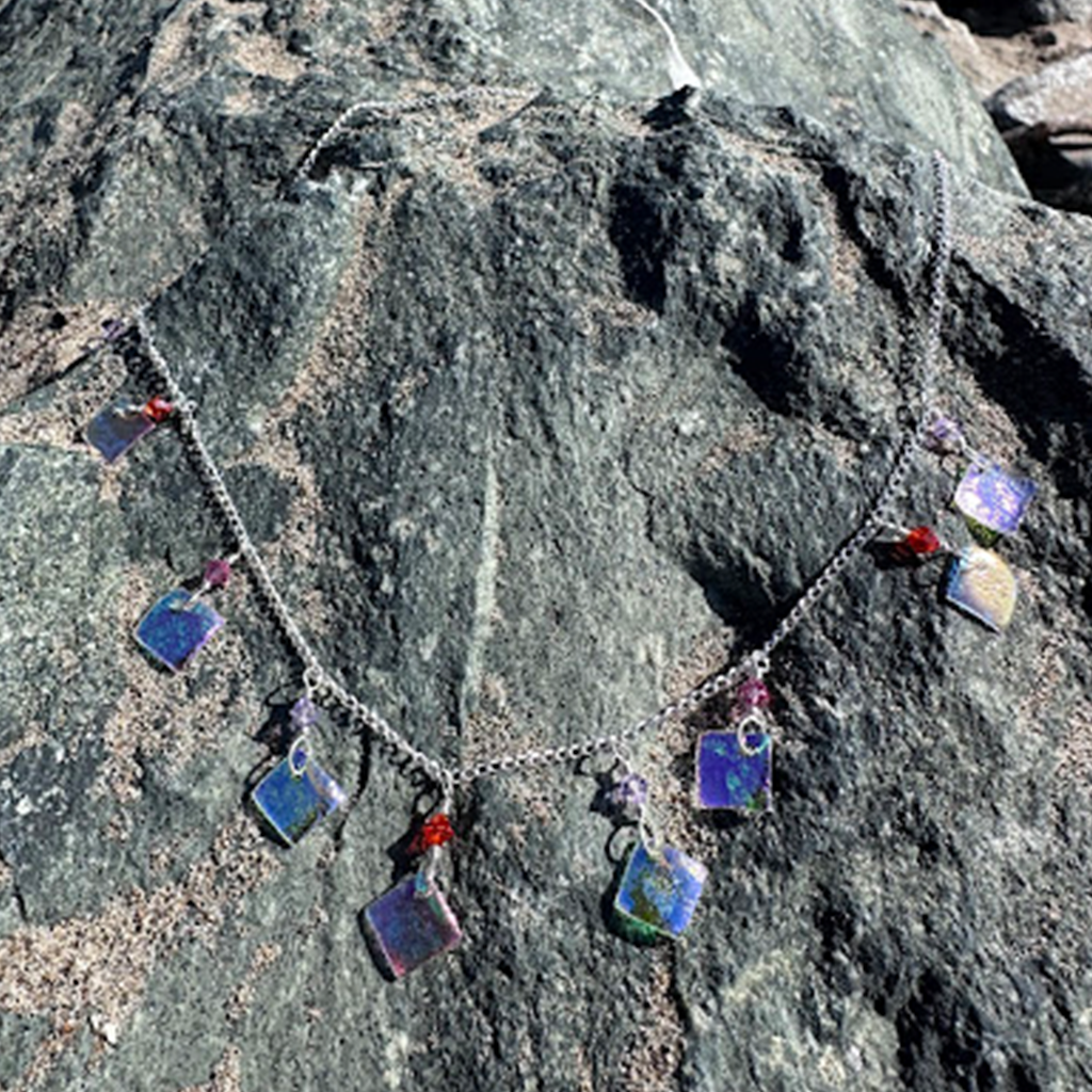 Sterling silver rainbow 9 piece necklace