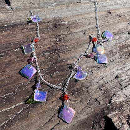 Sterling silver rainbow 9 piece necklace