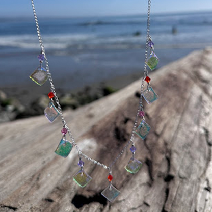 Sterling silver rainbow 9 piece necklace