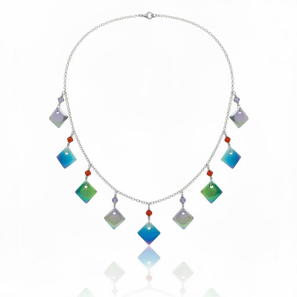 Sterling silver rainbow 9 piece necklace