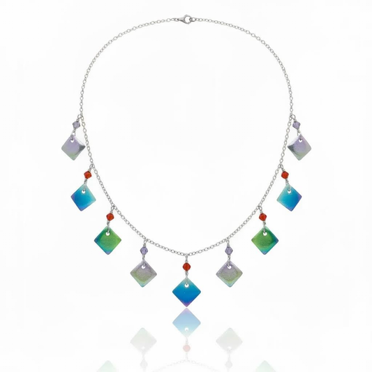 Sterling silver coral 9 piece necklace