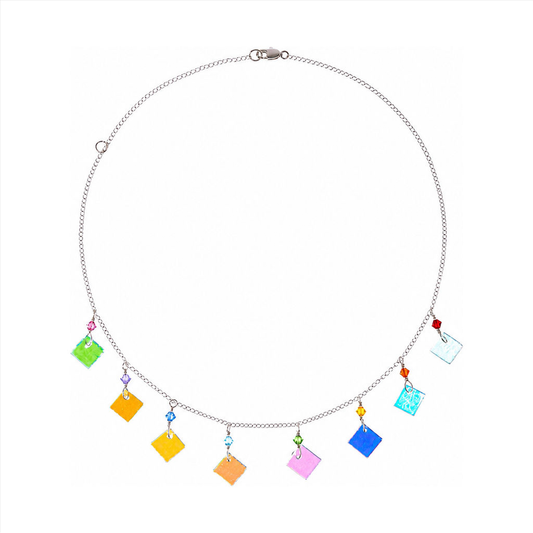 Sterling silver rainbow 9 piece necklace